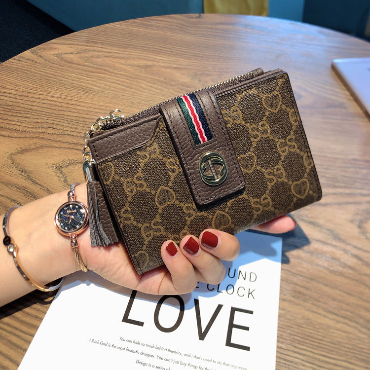Women's Short Simple Folding Large Capacity Tassel Ladies Wallets