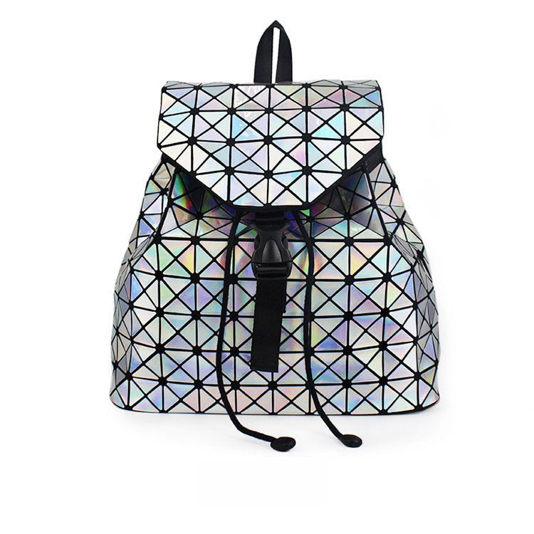 Women's Laser Geometric Rhombus Colorful Female Fashion Backpacks