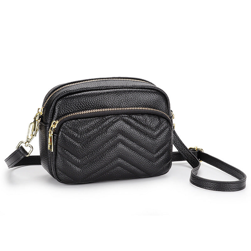 Women's Genuine Leather Korean Fashion Embroidery Soft Crossbody Bags