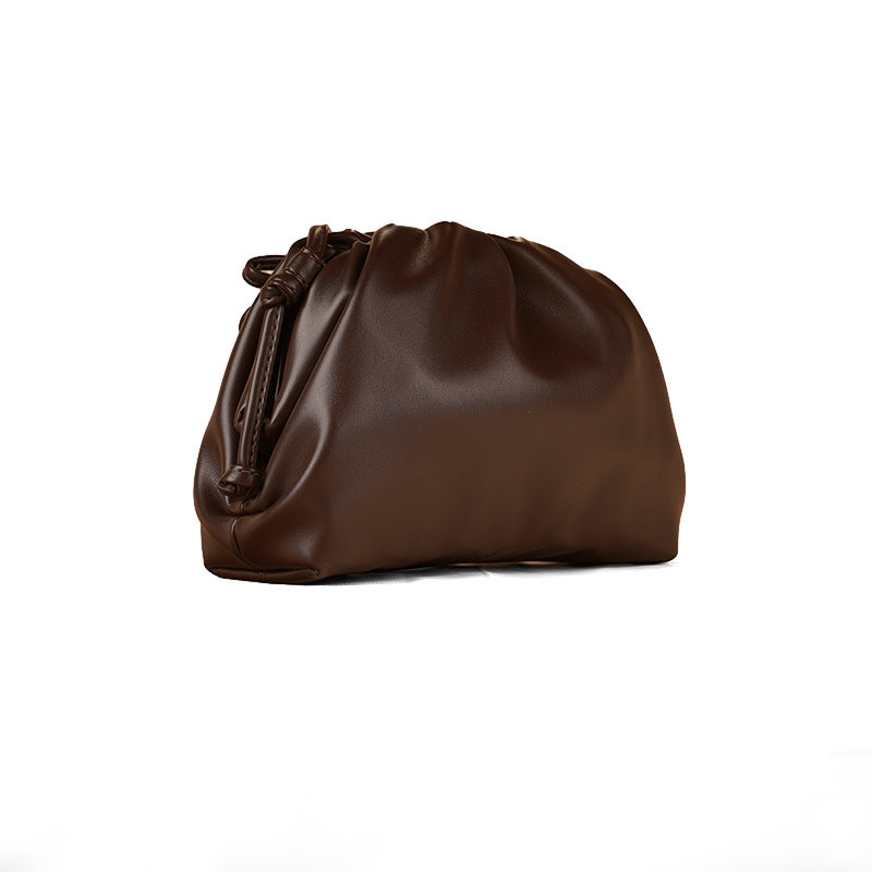 Korean Style Solid Color Soft Leather Clutch Shoulder Bags