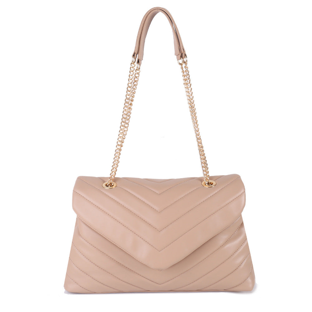 Women's Chain Embroidered Lady Joker V-shaped Diamond Shoulder Bags