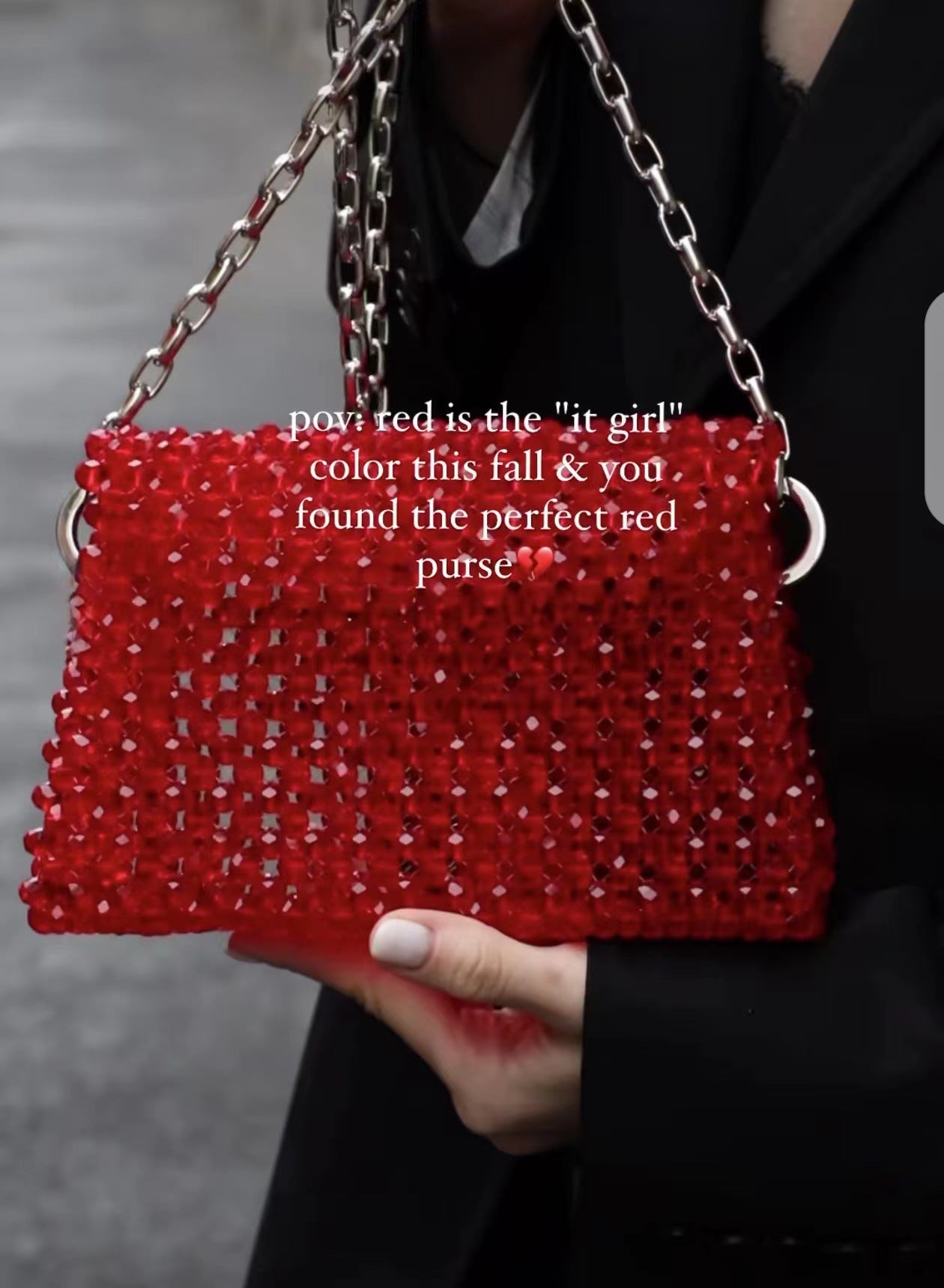 Glamorous Style Red Handmade Chain Hand Crossbody Bags