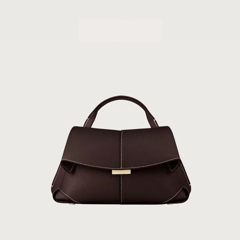Women's Genuine Leather French Design Fashion Pleated Handbags