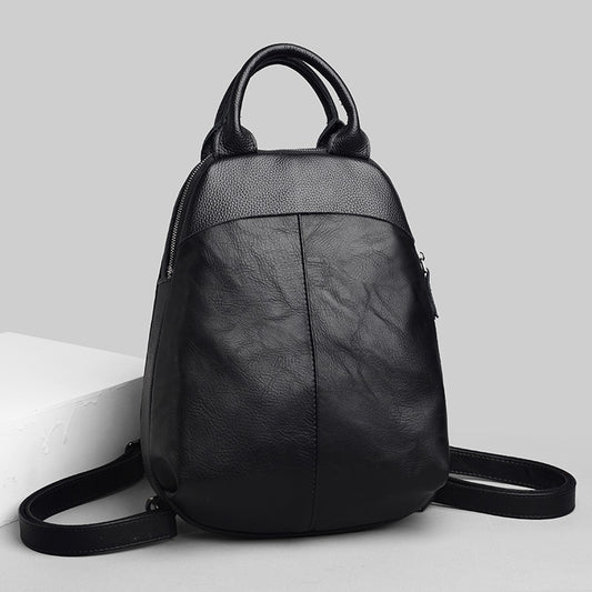 Women's Color Matching Leather Korean Retro Campus Backpacks