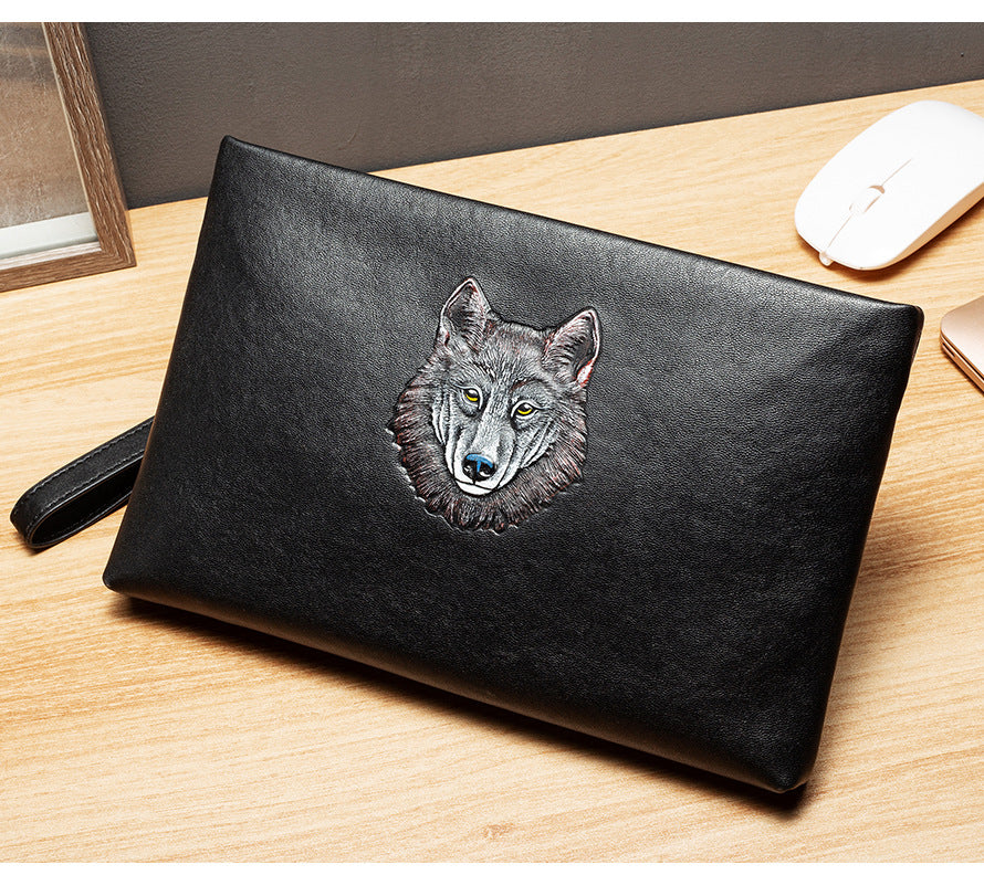 Men's Clutch Soft Leather Envelope First Layer Cowhide Large Men's Handbags