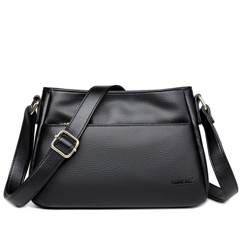 Women's Simple Mother's Soft Leather Large Capacity Crossbody Bags