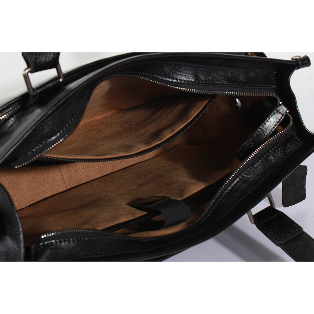 Men's Cowhide Vegetable Tanned Leather Large Capacity Business Men's Handbags