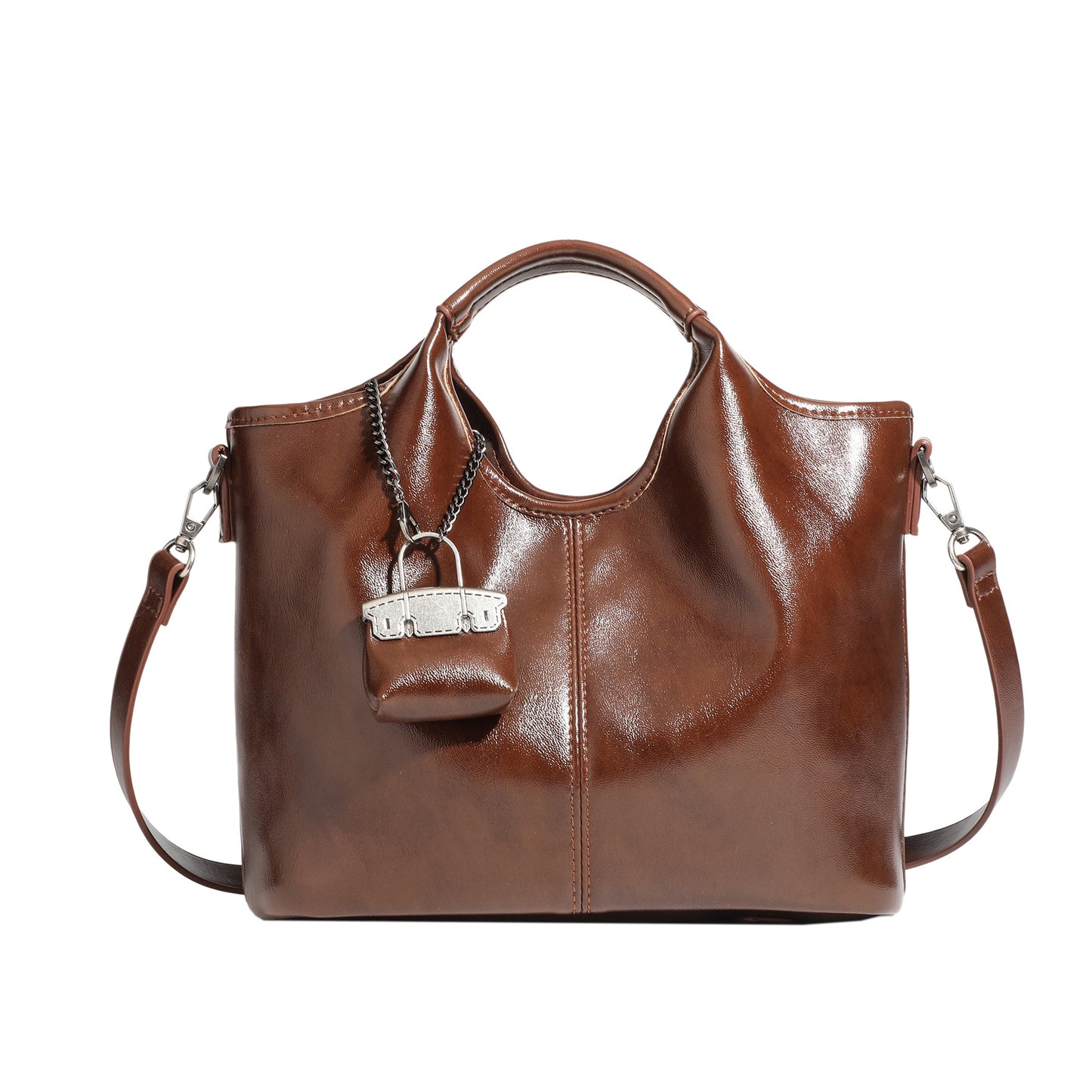 Women's Oil Wax Leather Big Fashionable Retro Tote Bags