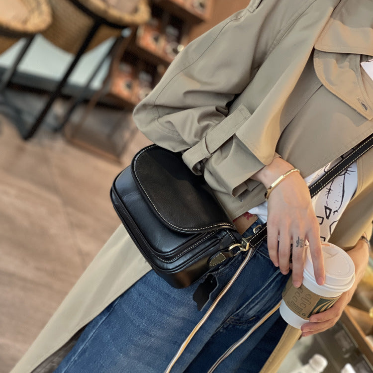 Women's Matching Cowhide Female Advanced Texture Niche Crossbody Bags