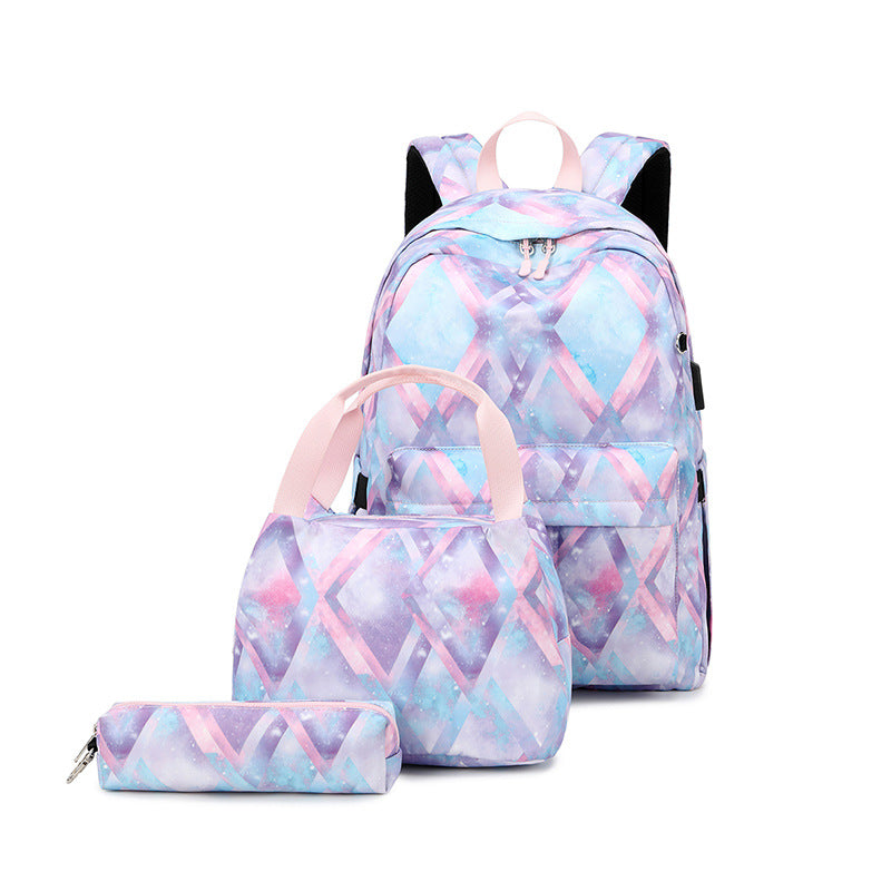 Women's Nordic Style Printed Three-piece Computer Mother Backpacks