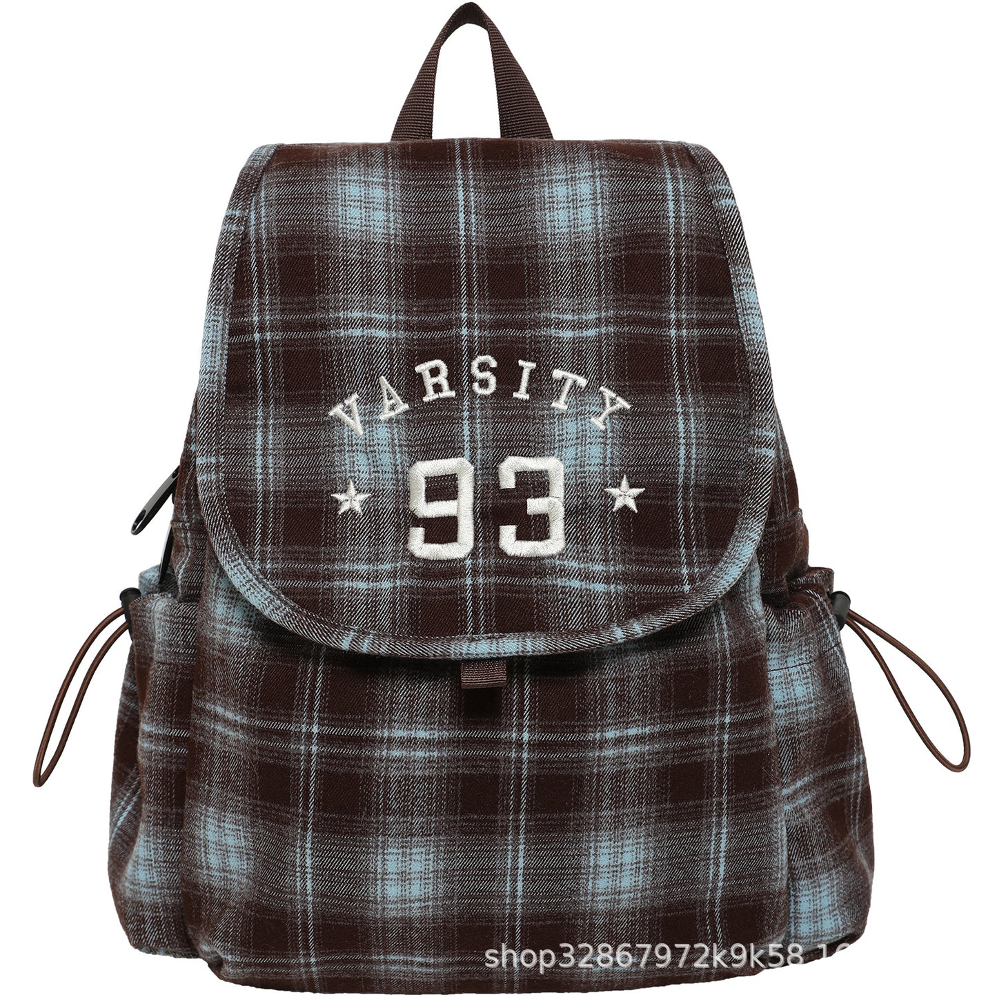Women's Niche Retro Plaid Woolen Canvas Backpacks