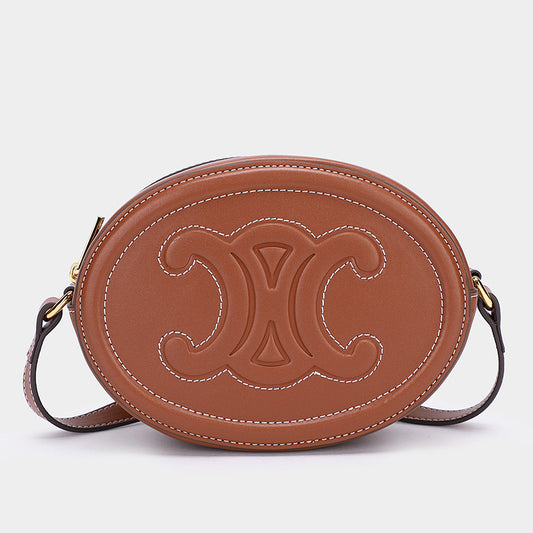 Genuine Leather Temperament Packaging Fashion Simple Round Shoulder Bags