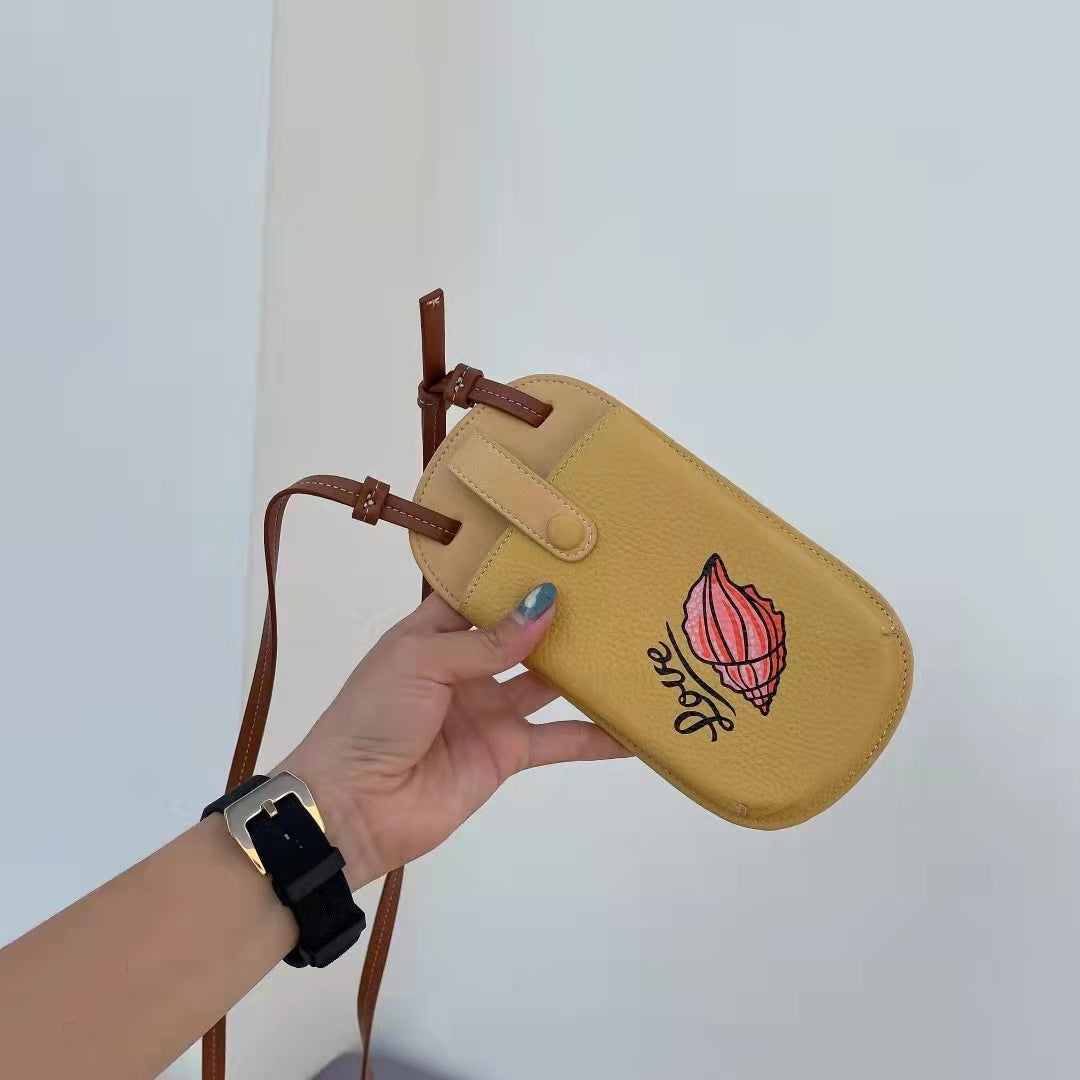 Women's First Layer Cowhide Mini Vertical Mobile Shoulder Bags