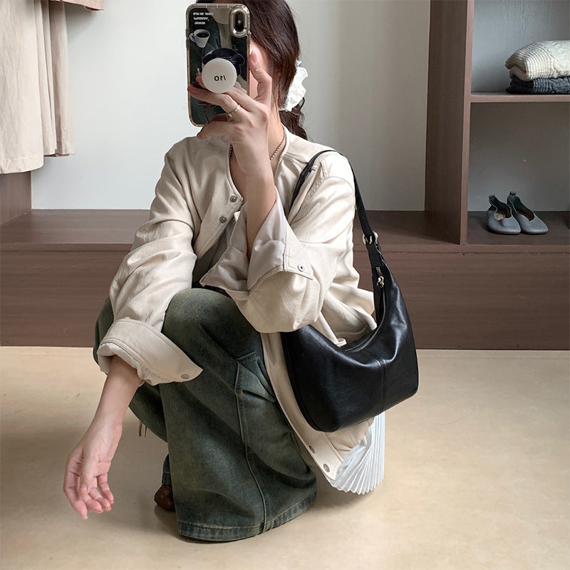 Fashion First Layer Vegetable Tanning Underarm Shoulder Bags