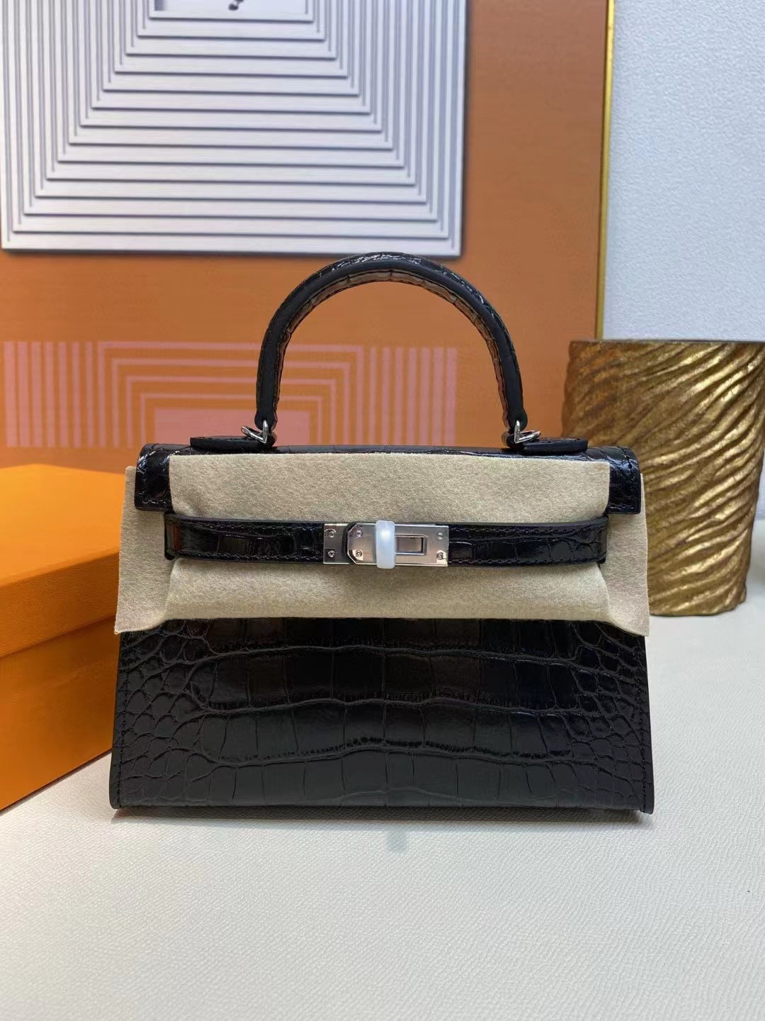 Women's Crocodile Pattern Kelly Mini Second Generation Callie Crossbody Bags