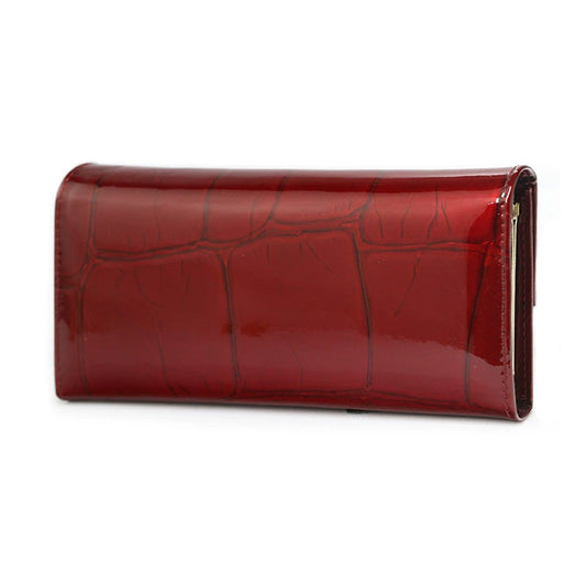 Women's Leather Patent Stone Pattern Clutch Ladies Wallets