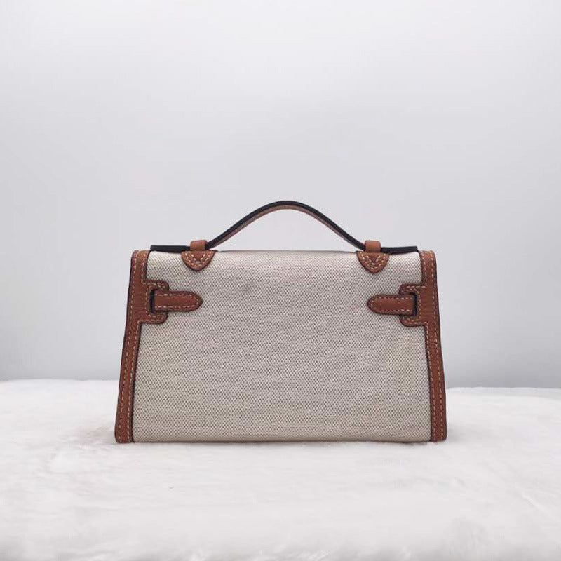 Women's First Layer Cowhide With Canvas Sier Second Crossbody Bags
