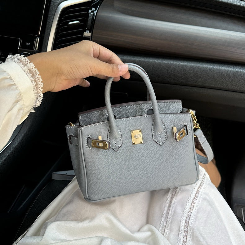 Women's Layer Cowhide Lychee Pattern Genuine Leather Handbags