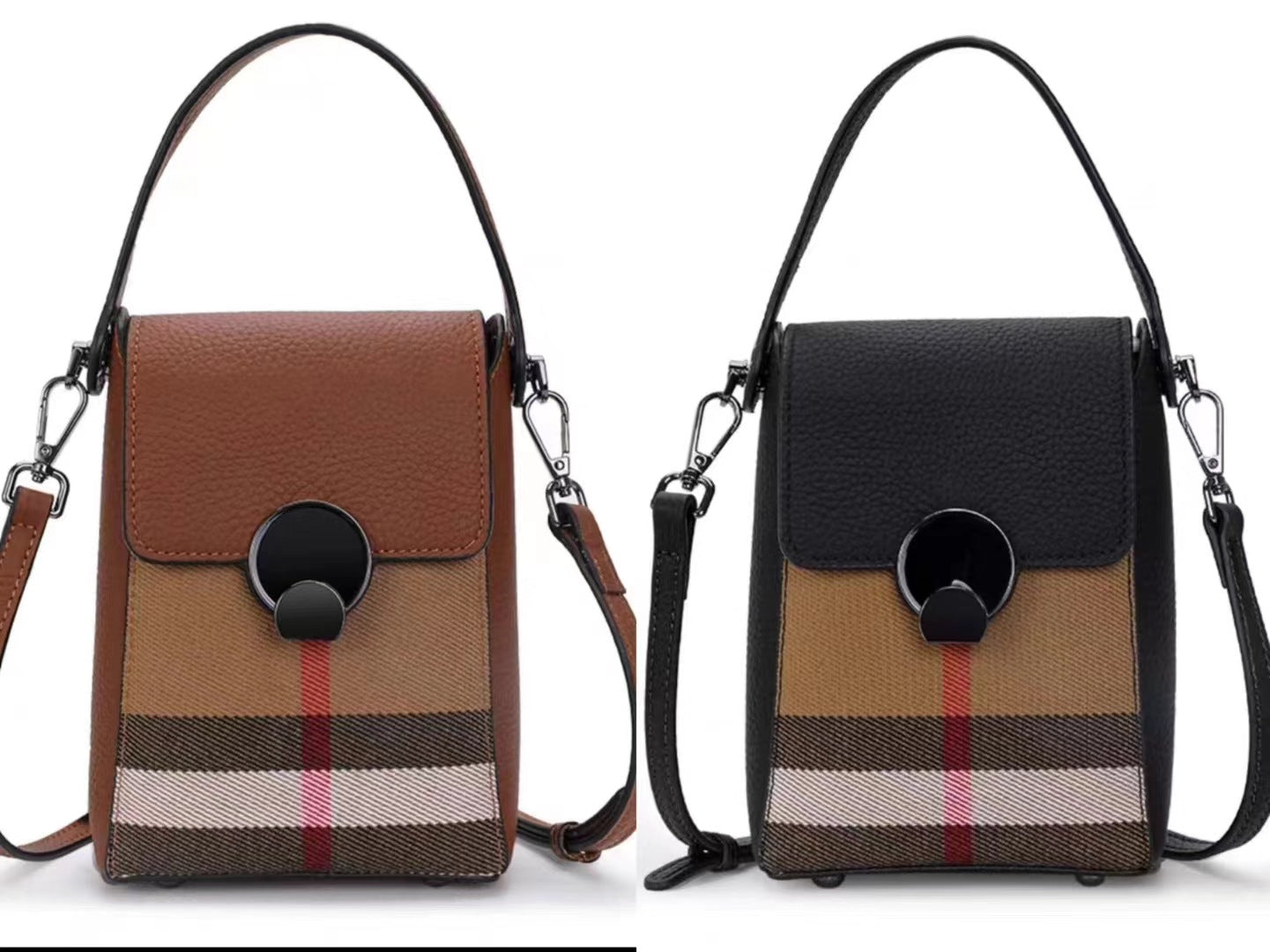 Pretty Black Leather Pannier Mobile Fashion Shoulder Bags
