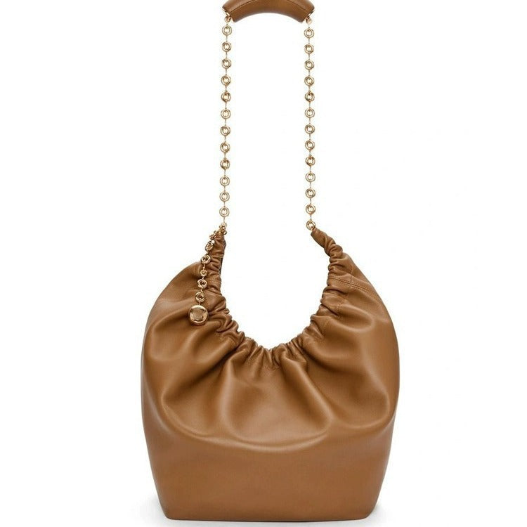 Women's Ruffled Soft Sheepskin Portable Chain Underarm Bags