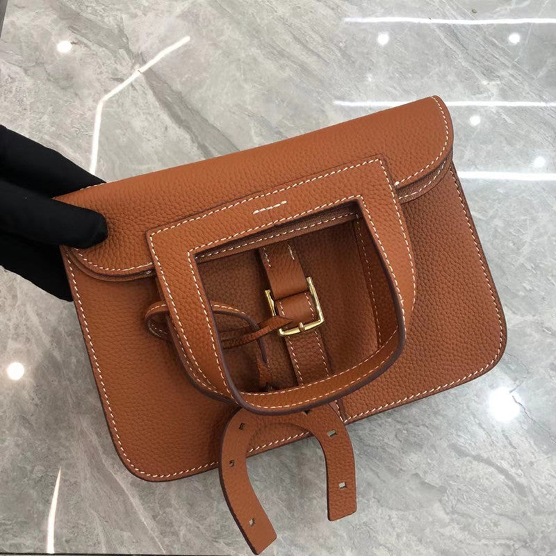 Women's Portable Lychee Pattern First Layer Cowhide Shoulder Bags