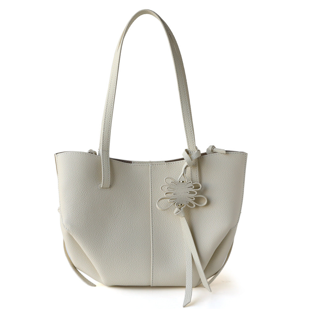 Women's High-grade Wings Layer Cowhide Pleated Commute Minimalist Handbags