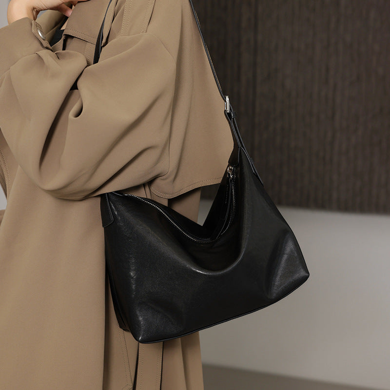 Women's Genuine Leather Cowhide Retro Commuter Underarm Shoulder Bags