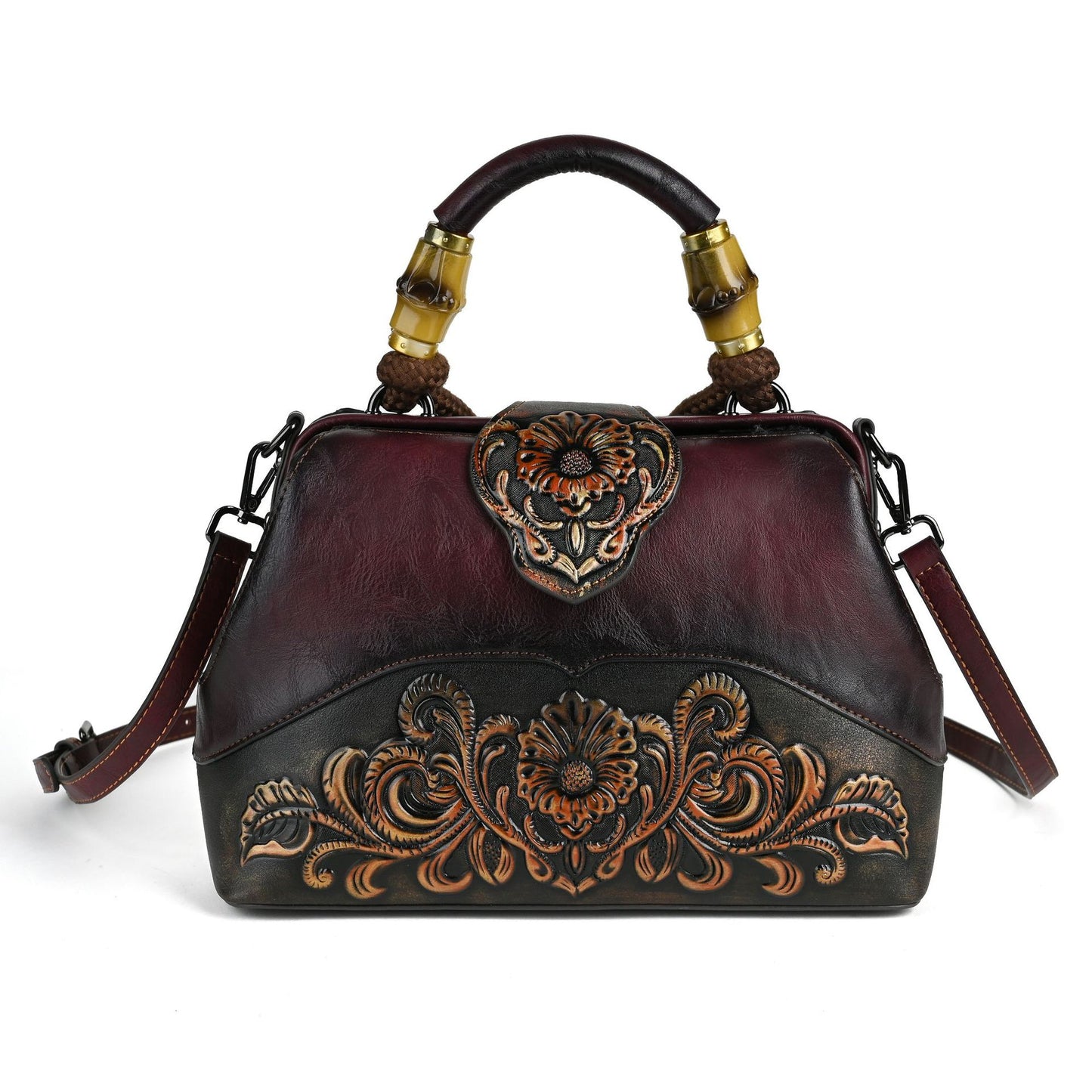 Women's Retro Embossed Hand-rub Color Clip Crossbody Bags