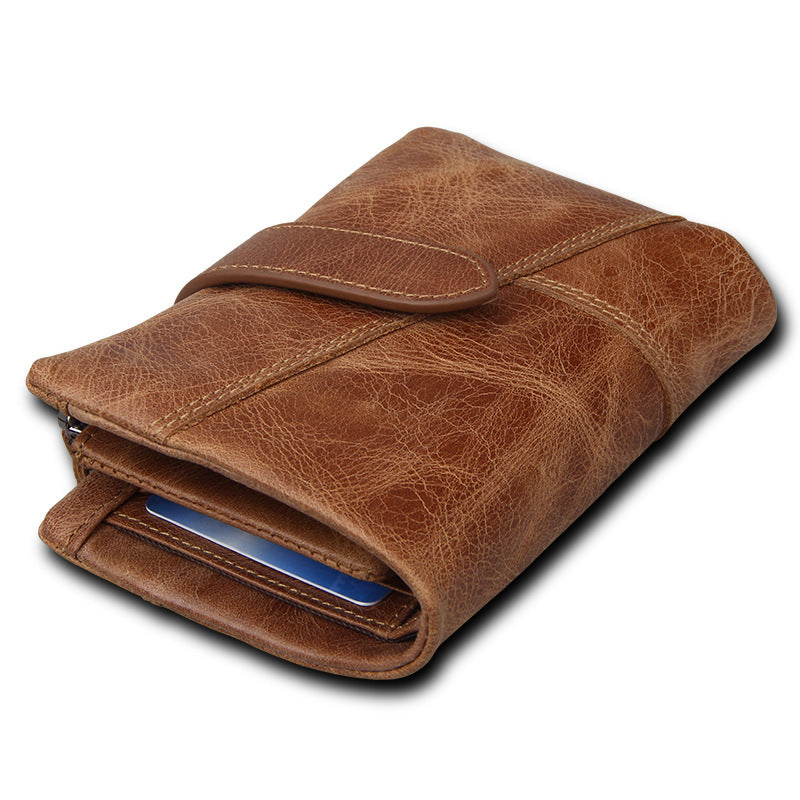 Leather For Man Retro Short Cowhide Men's Wallets