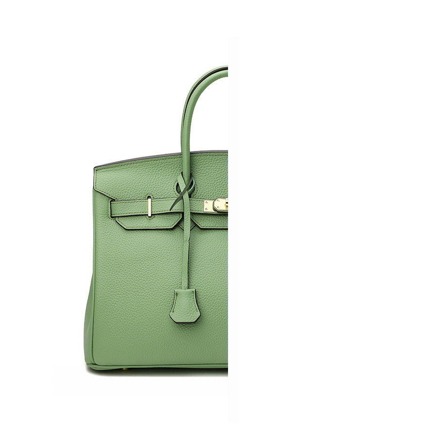 Women's Genuine Leather First Layer Cattlehide Fashion Litchi Handbags