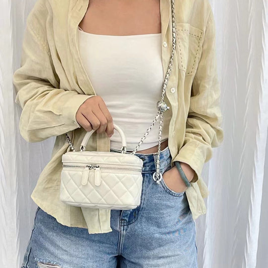 Women's Genuine Leather Style Chain Rhombus Box Crossbody Bags
