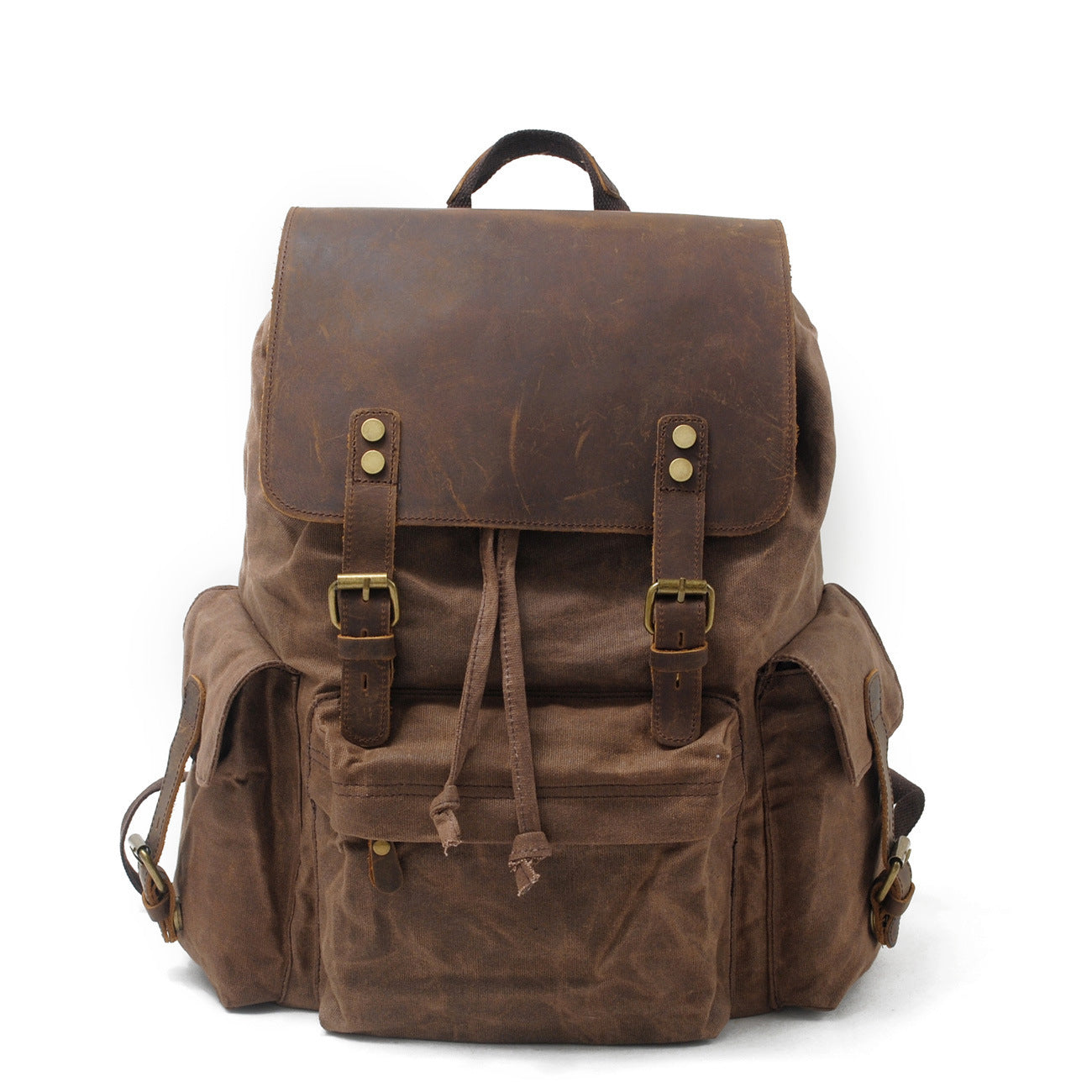 Men's Trendy Computer Oil Wax Matching Hide Backpacks