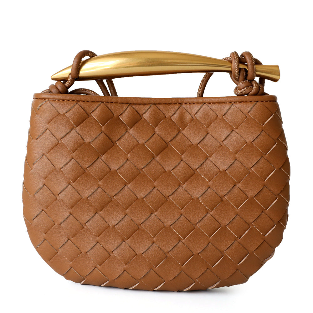 Women's Woven Sardine Cowhide Niche Design Metal Bags