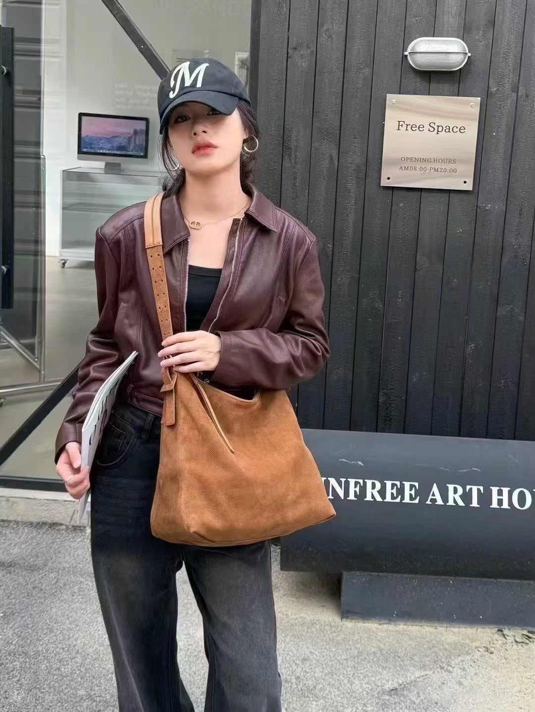 Women's White Suede Large Capacity Commuter Bags