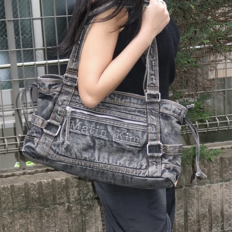 Retro Denim Large Capacity Underarm Leisure Shoulder Bags