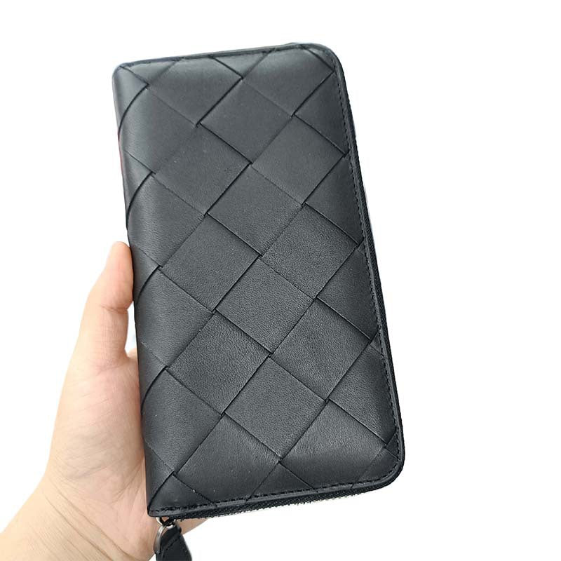 Men's Leather Large Woven Short Long Zipper Card Holder