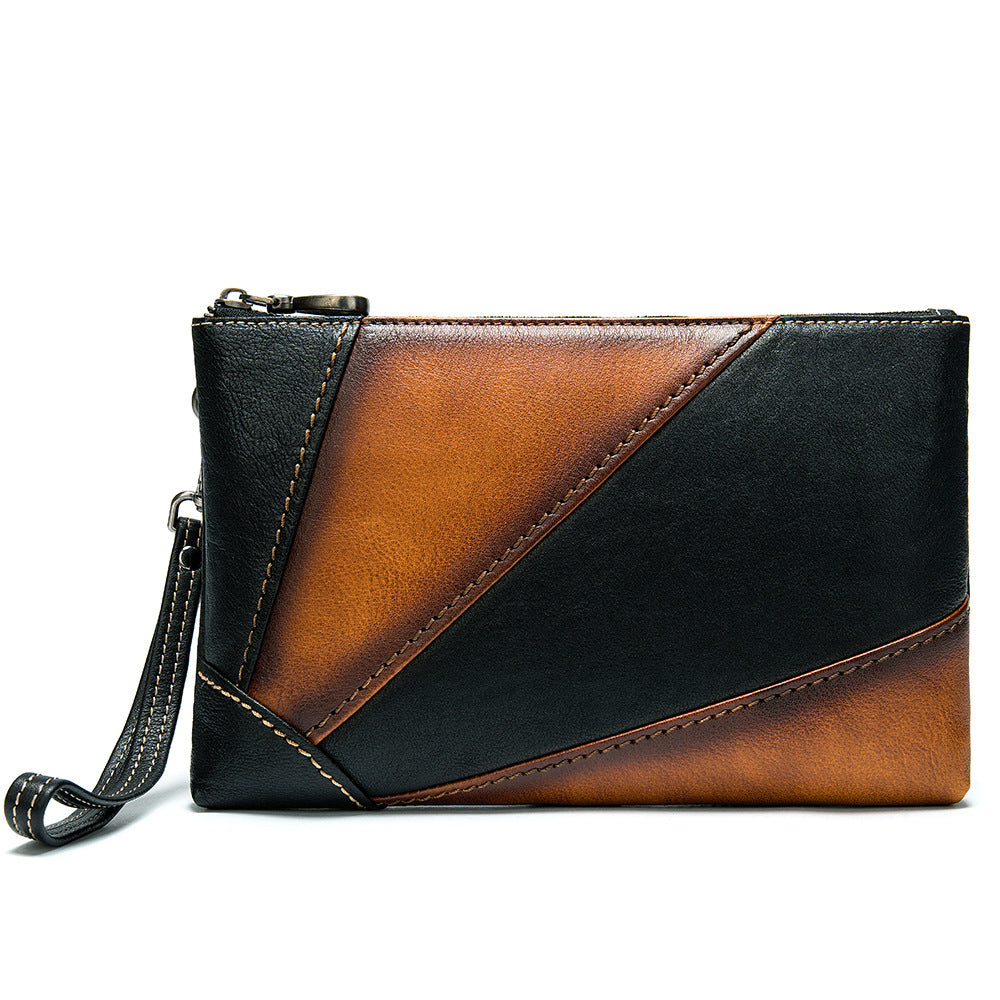 Men's Clutch Leather Business Cowhide Vintage Hand-rub Men's Handbags