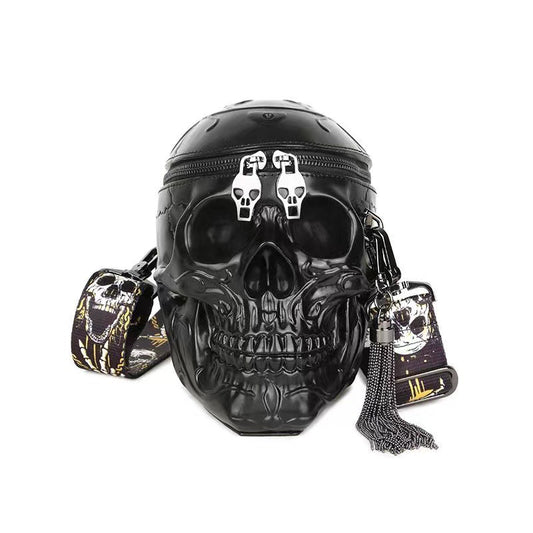 Male Female Personality Funny Black Skull Crossbody Bags