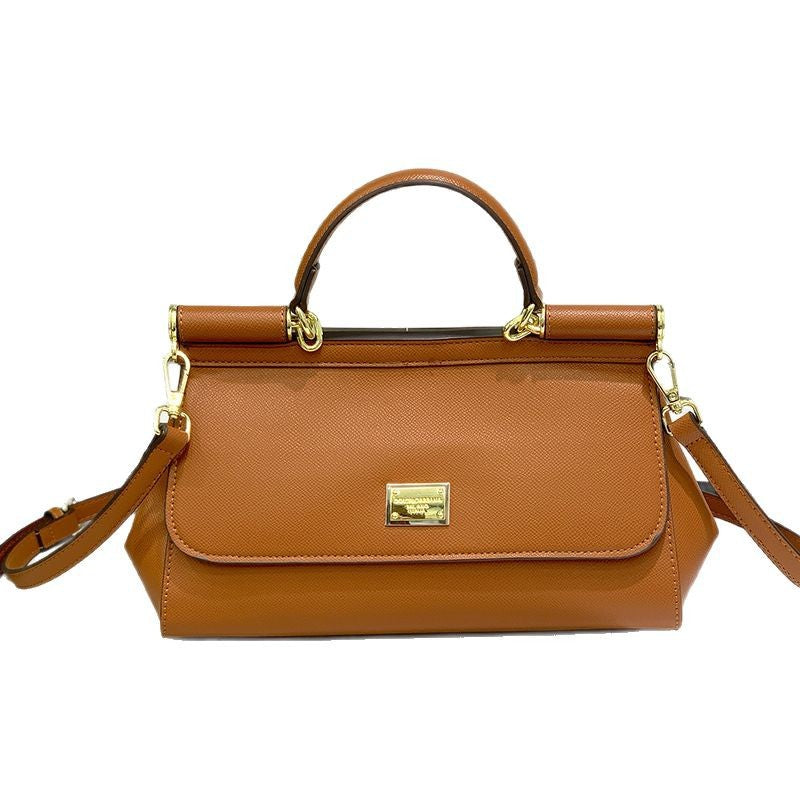 Women's Print Horizontal Solid Color Portable Cowhide Genuine Backpacks