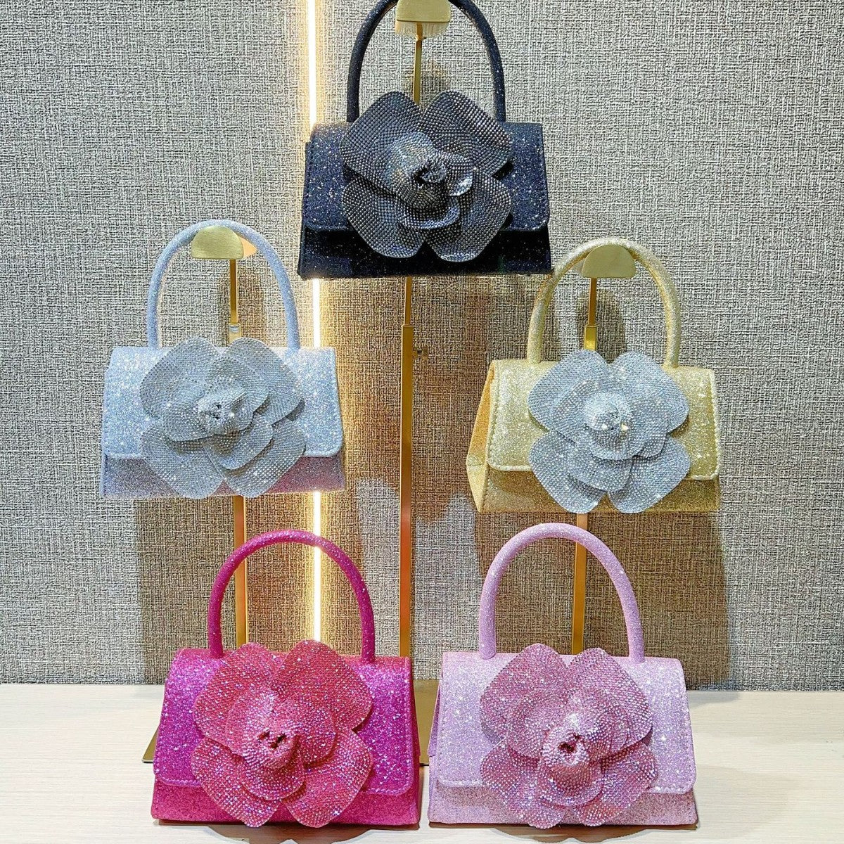 Slouchy Women's Rose Flower Chain Portable Handbags