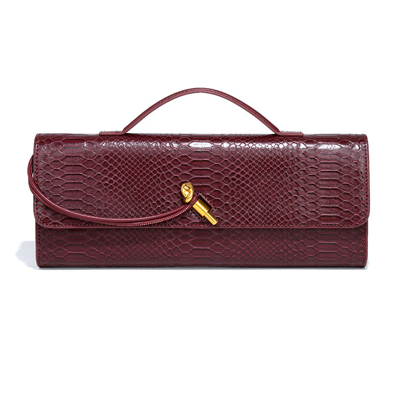 Snake Pattern Dinner Horizontal Clutch File Crossbody Bags
