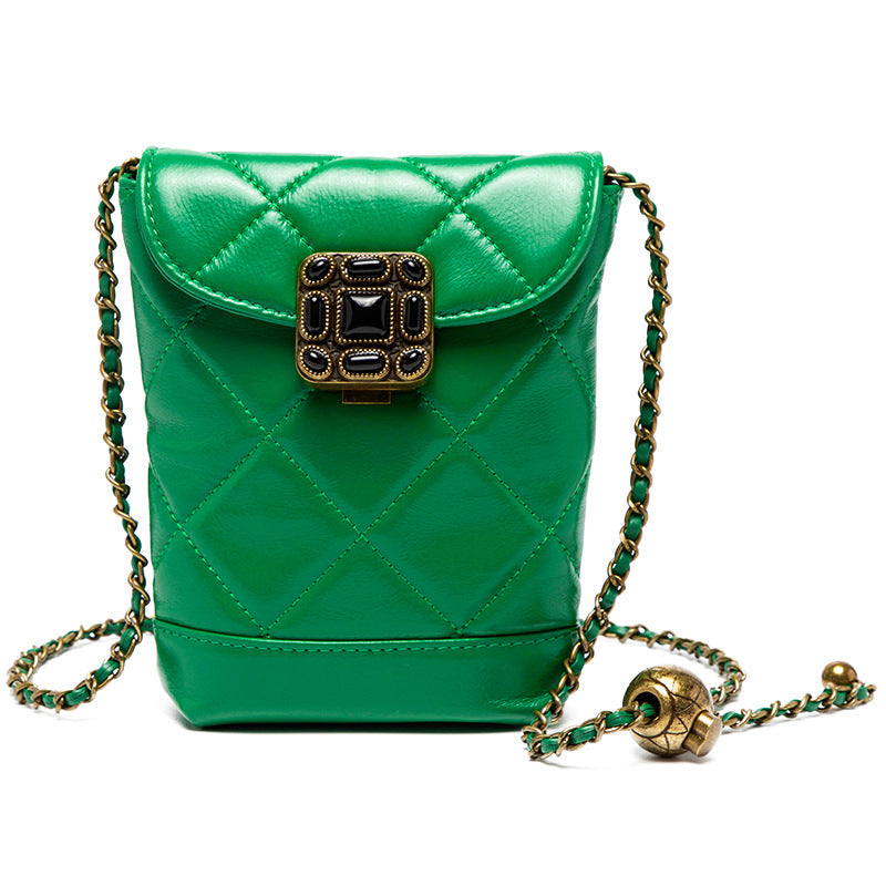 Women's Chain Mobile Classic Style Rhombic Gem Shoulder Bags