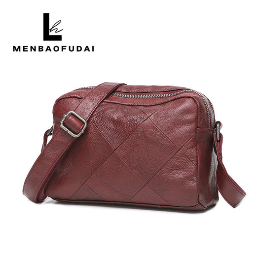Women's Cowhide Leather First Layer Mouth Double Crossbody Bags