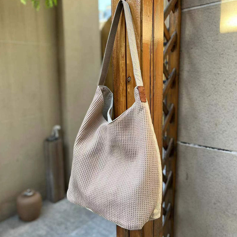 Women's Large Capacity Stitching Cotton Linen Style Bags