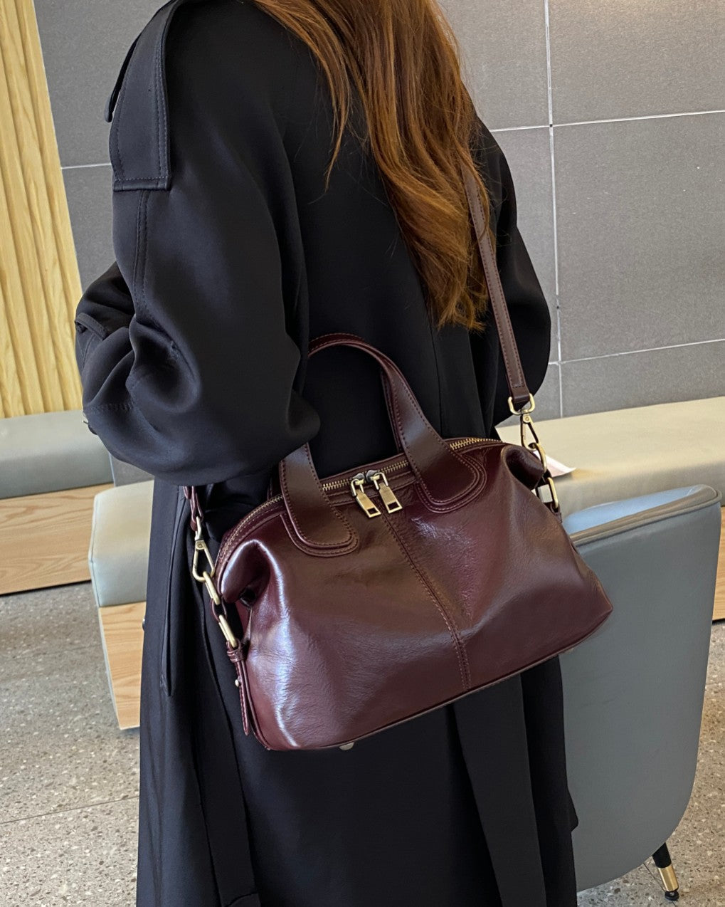 Women's Leather Retro Trendy Vegetable Tanning Shoulder Bags