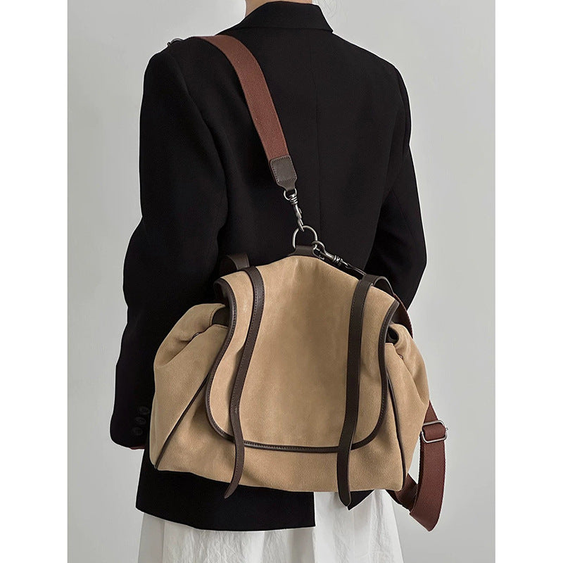 Women's Suede Genuine Leather Retro Layer Frosted Backpacks