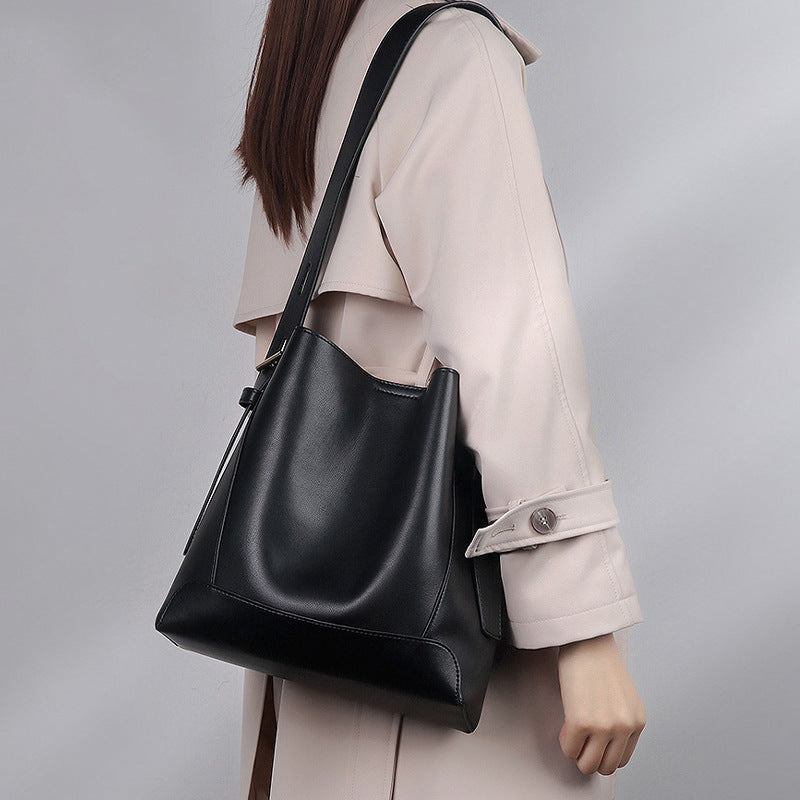 Women's Cow Leather Genuine Versatile Cowhide Shoulder Bags