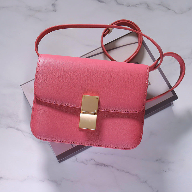 Women's Rub Grain Cowhide Leather Retro Toothpick Crossbody Bags