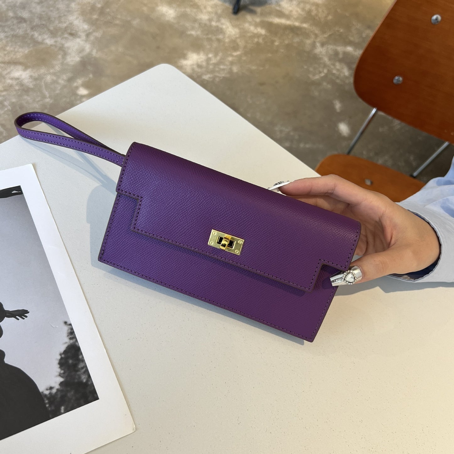 Women's Kelly Palm Print Cowhide Clutch Long Crossbody Bags