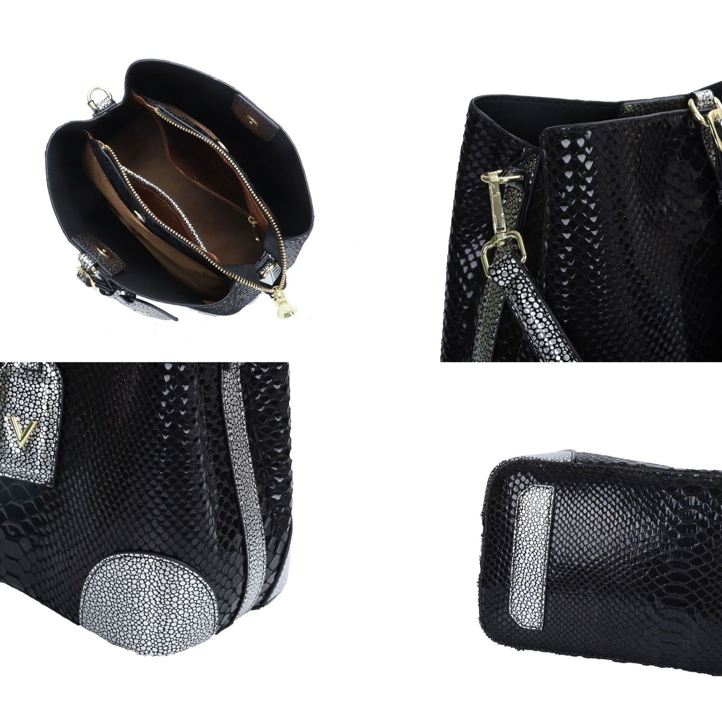 Women's Slouchy Classy Stylish Snake Pattern Bucket Bags